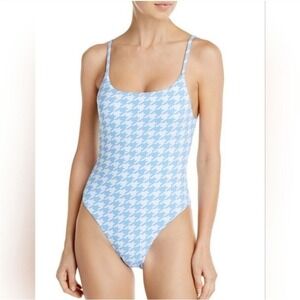 NWT Aqua Swim XS Blue Houndstooth 1PC Maillot Swimsuit 125014